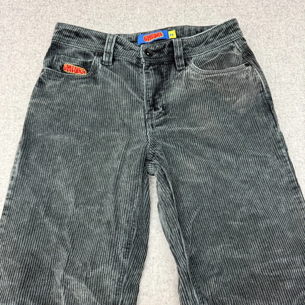 Empyre Corduroy Pants Size 26 Charcoal Grey Wide Wale Straight Leg Skate Street